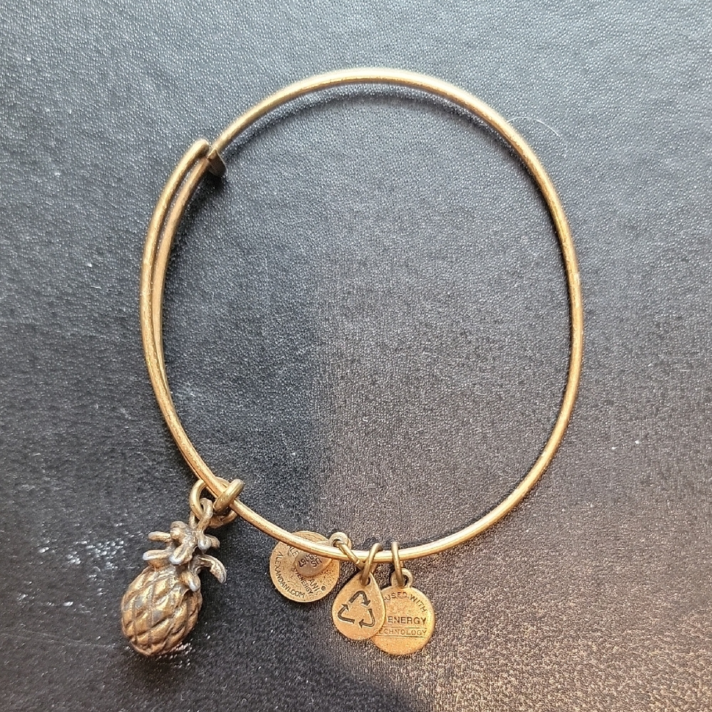 Gold Pineapple Charm Bangle Bracelet